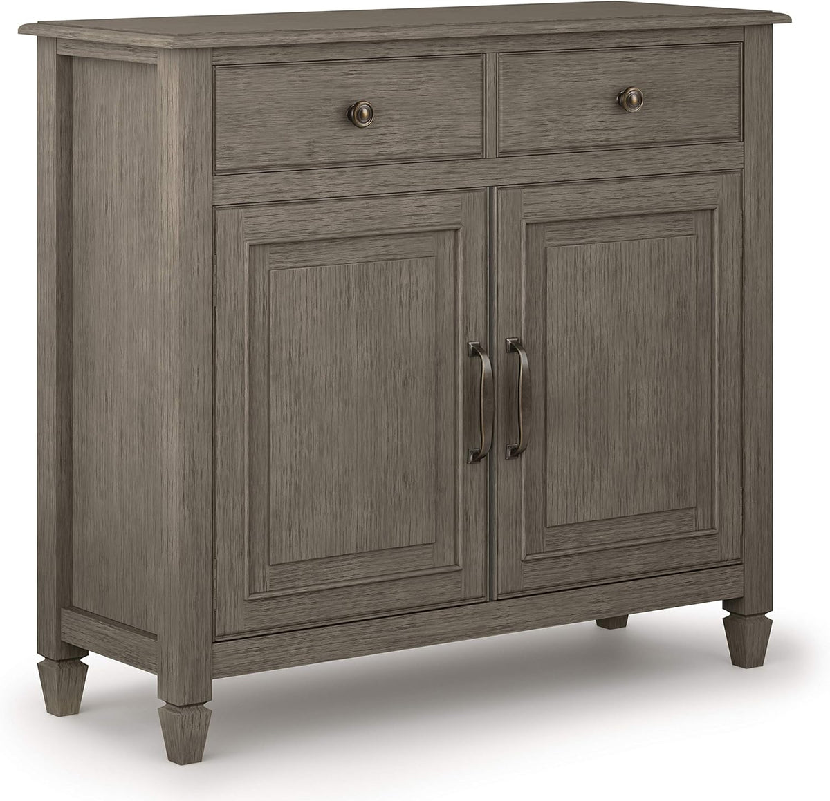 Distressed Grey Solid Wood Storage Cabinet with 2 Drawers and 2 Doors V568231