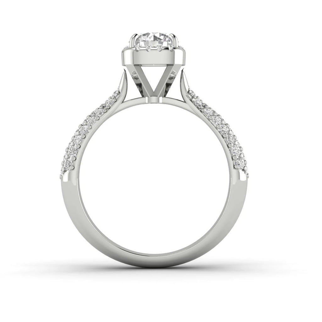 10k White Gold Diamond Halo Engagement Ring H19599