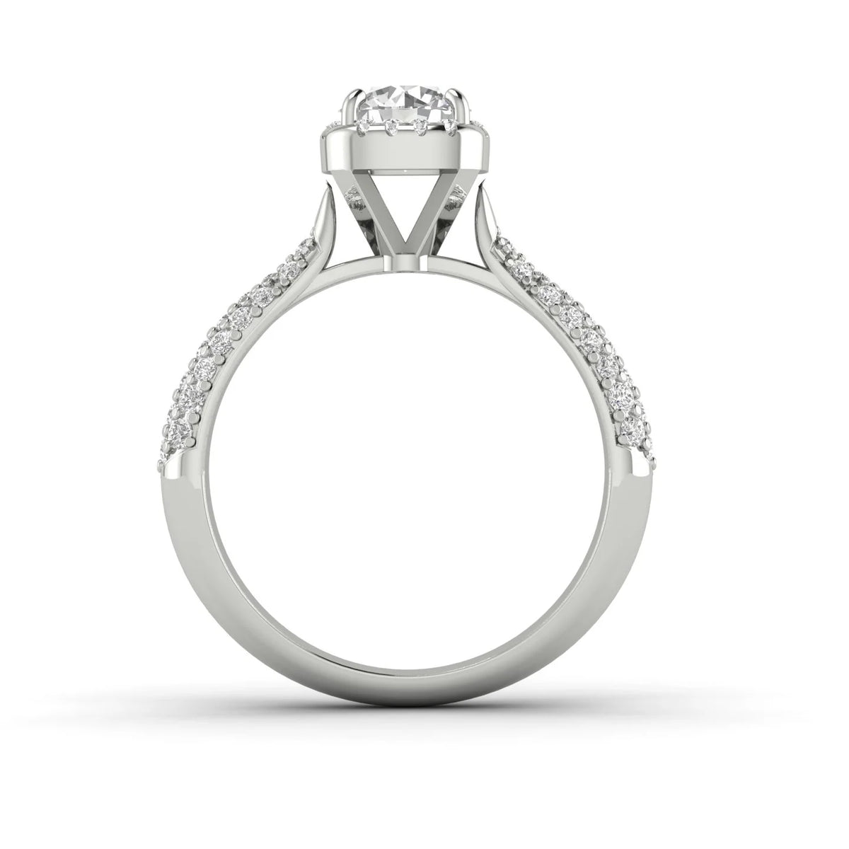 10k White Gold Diamond Halo Engagement Ring H19599