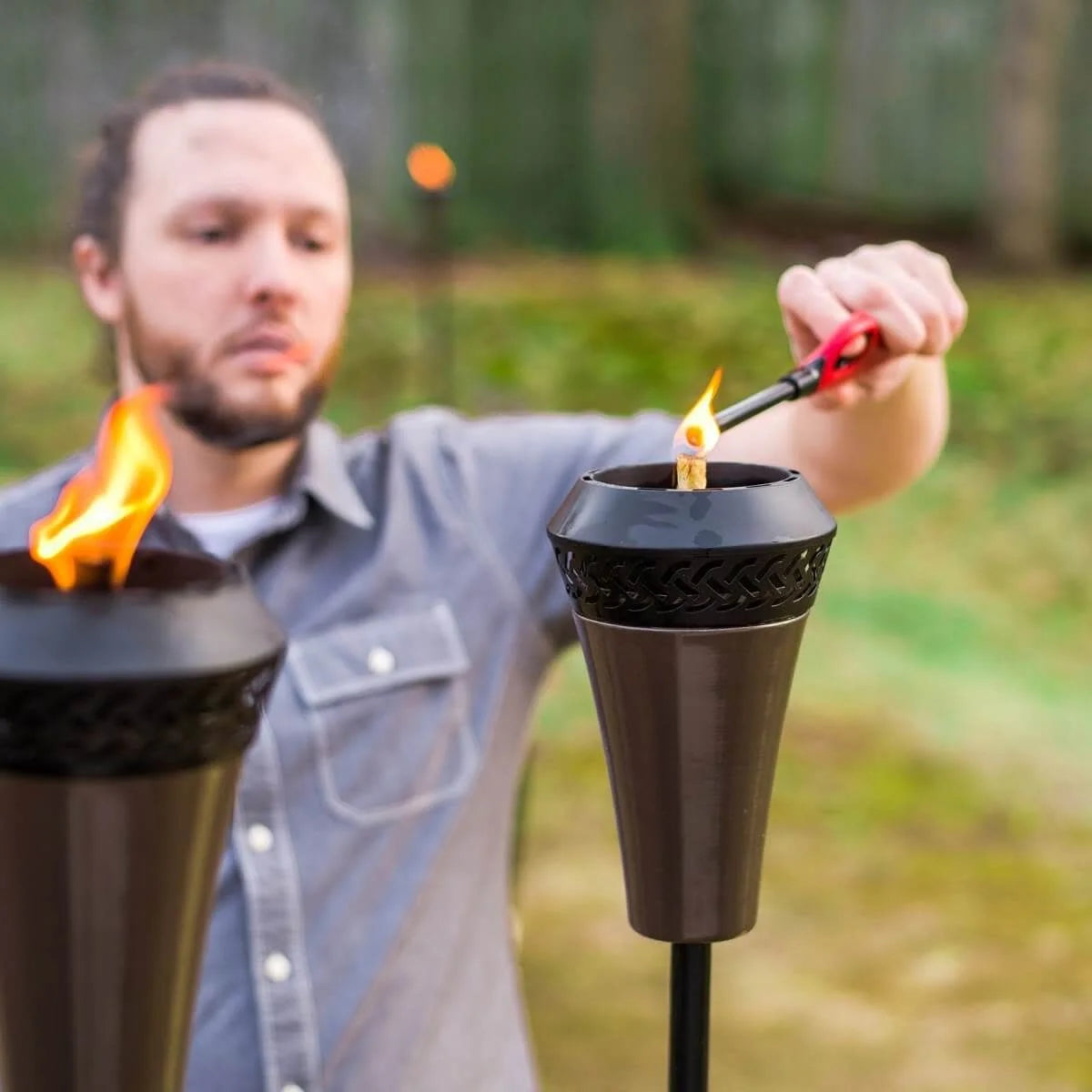 66 inch Metal TIKI Torch with Large Flame M581