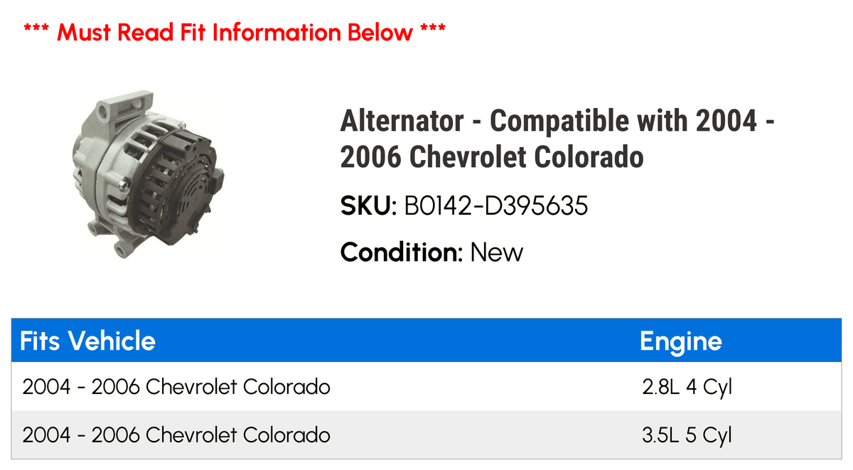 Alternator for 2004-2006 Chevy Colorado 2005 F588