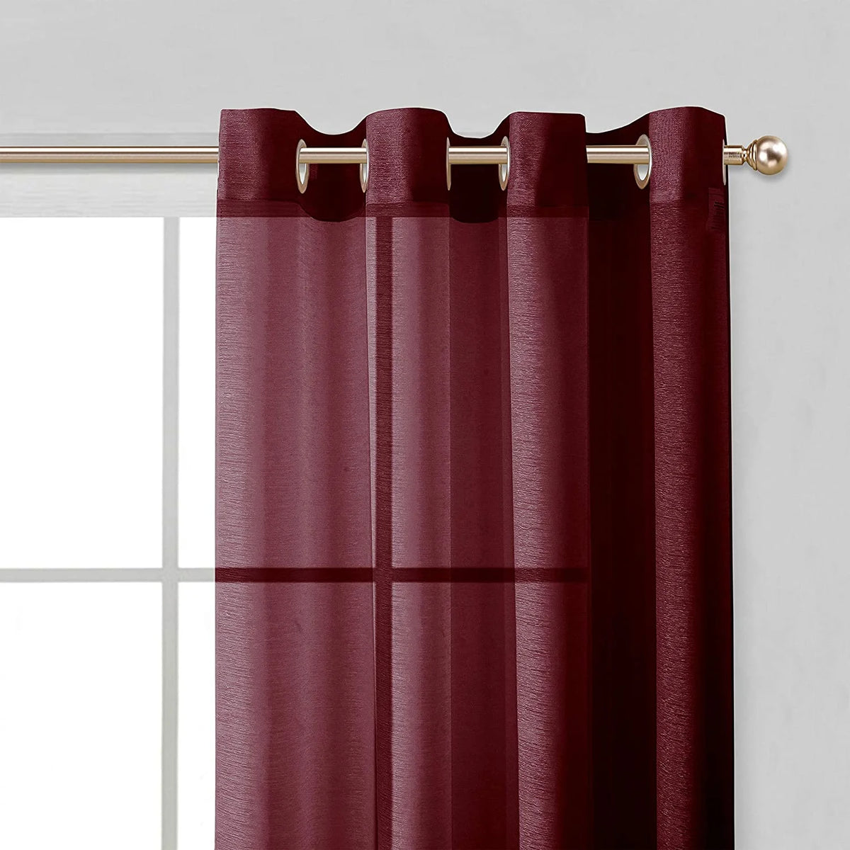Burgundy Semi-Sheer Grommet Curtain Panel Pair, 108" x 84" K766082
