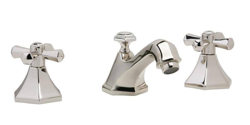 Double Cross Handle Widespread Bathroom Sink Faucet in Old English Brass M341247