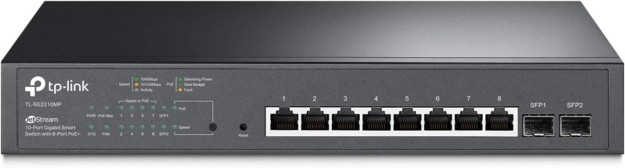 10 Port Gigabit Smart Managed PoE Switch with 8 PoE+ Ports and 2 SFP Slots U33597