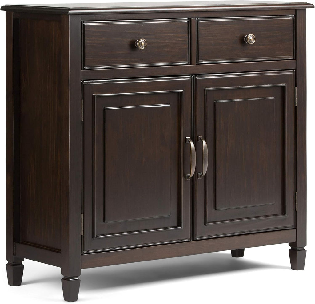 Distressed Grey Solid Wood Storage Cabinet with 2 Drawers and 2 Doors V568231