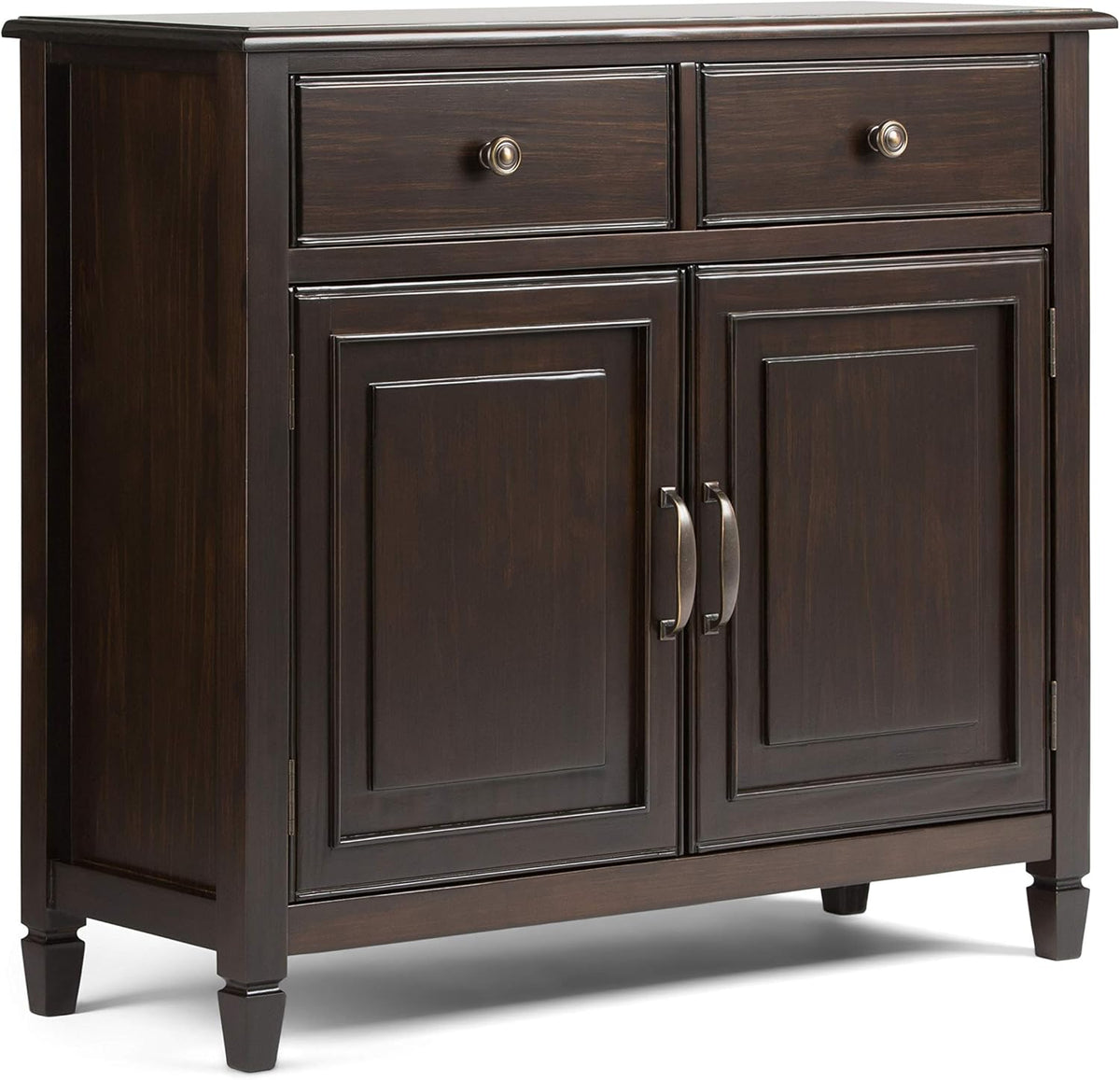 Distressed Grey Solid Wood Storage Cabinet with 2 Drawers and 2 Doors V568231