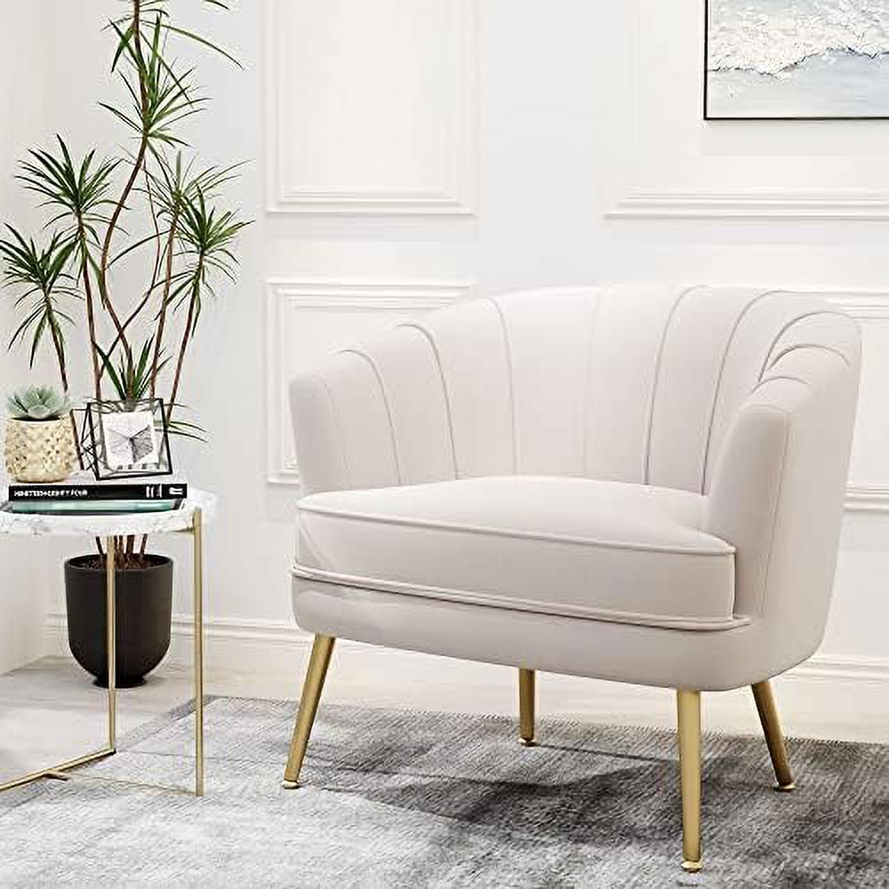 Velvet Accent Chair with Ottoman Golden Metal Legs Z659763