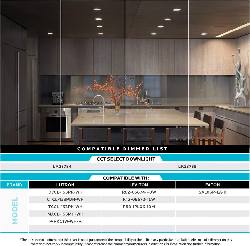 4 Inch Square Recessed LED Can Lights, 750 Lumens, Dimmable, Wet Rated, Baffle Trim, 6 Pack V37537
