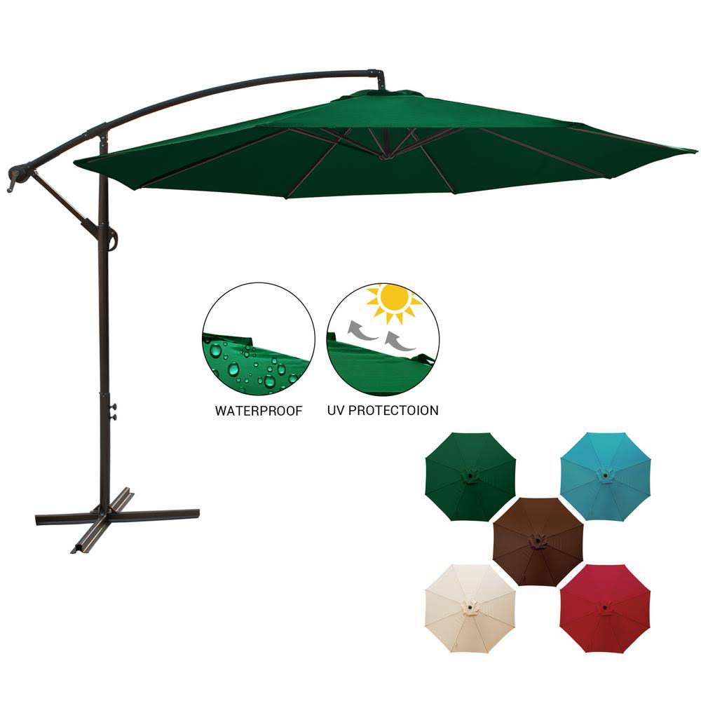 11 ft. Round Steel Cantilever Offset Outdoor Patio Umbrella in Dark Green R63025