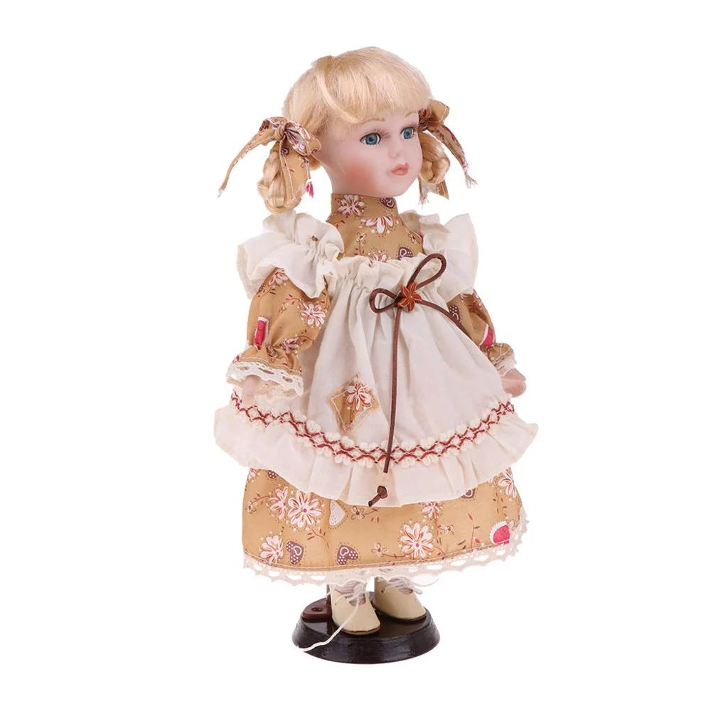 30cm Porcelain Doll Girl Figures with Stand R8697