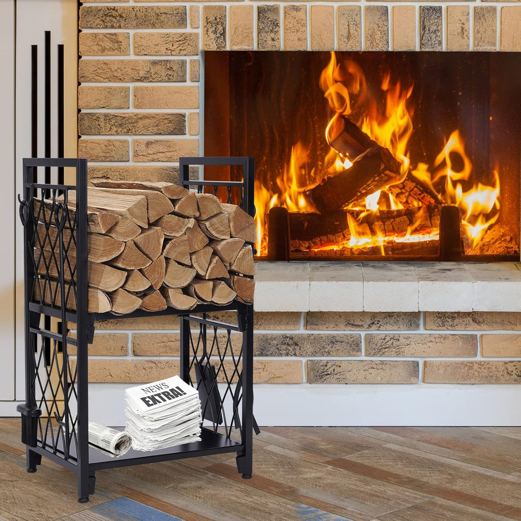 Modern Double layer Heavy Duty Steel Firewood Rack A813789
