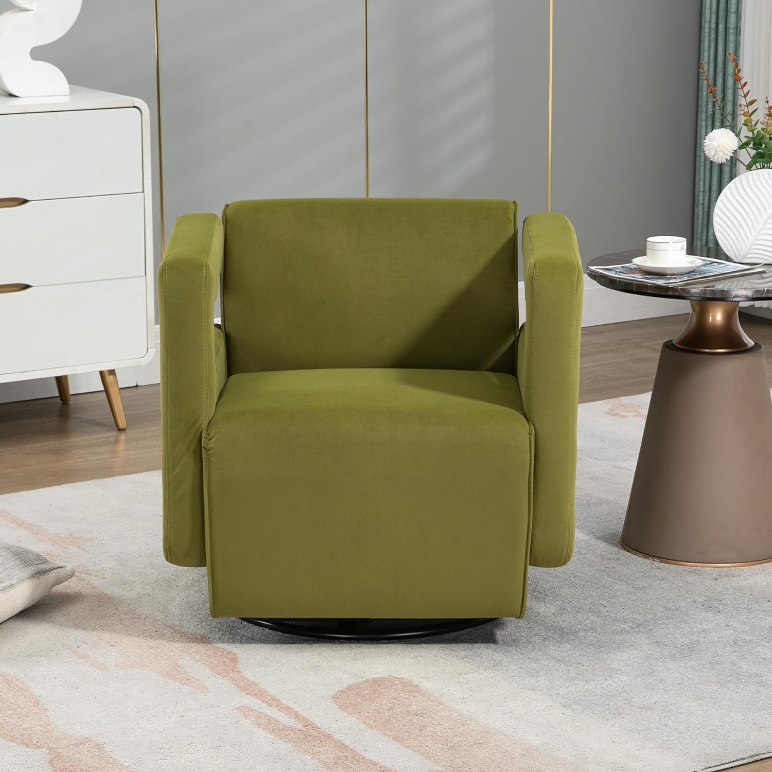Olive Upholstered Swivel Accent Chair R32499