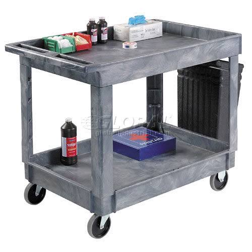 Plastic 2 Shelf Utility Cart with Rubber Casters P295375