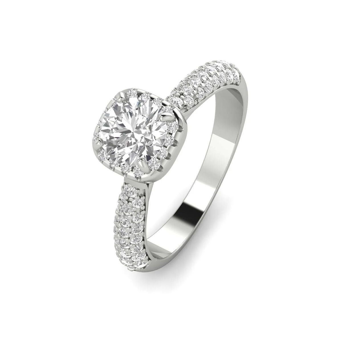 10k White Gold Diamond Halo Engagement Ring H19599