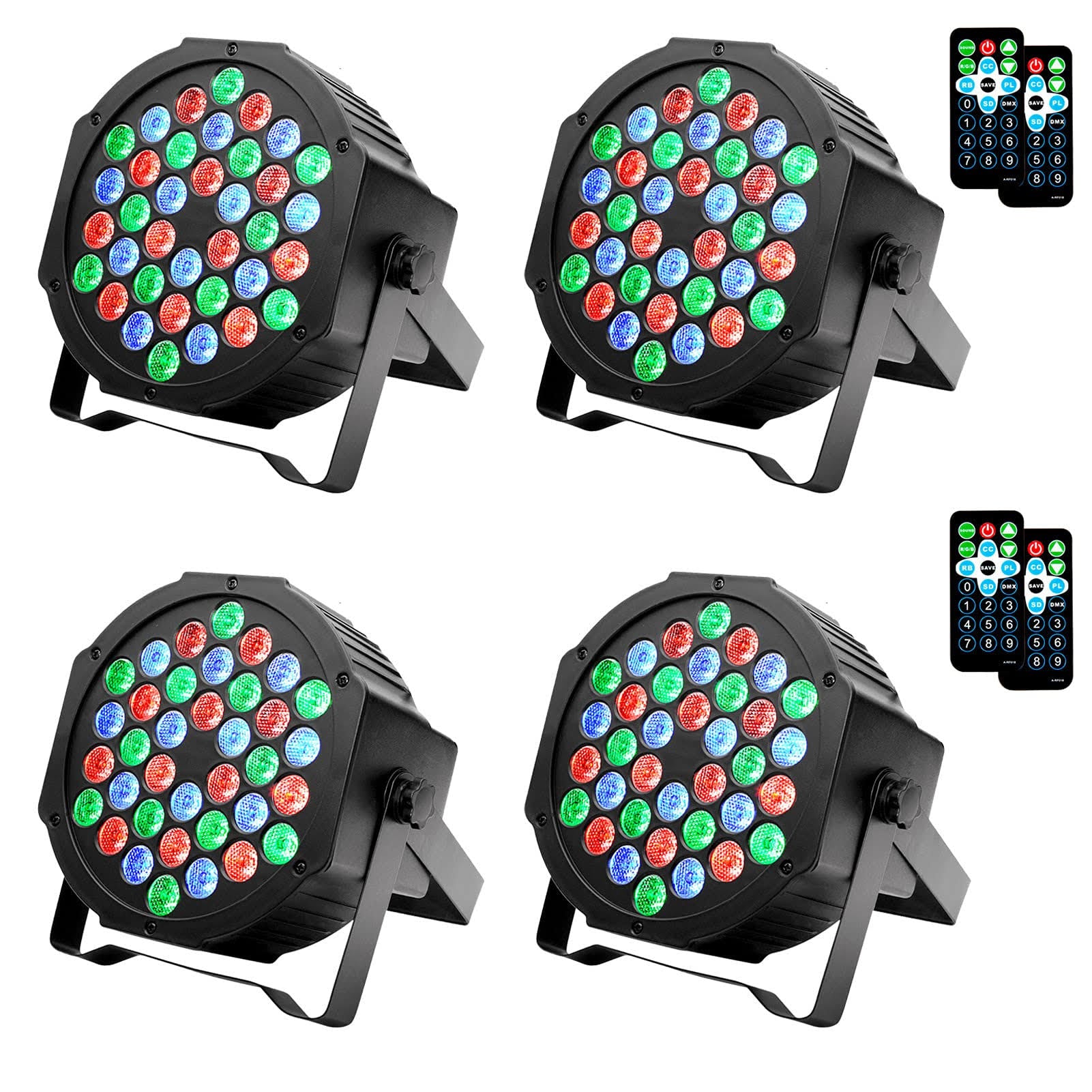 36LEDs Stage Lighting with Remote and DMX Control - 4 Pack B121324