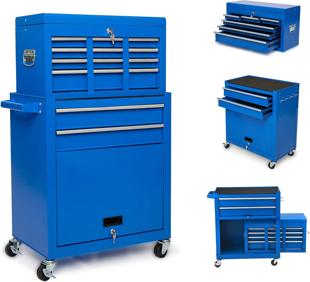 Red Rolling Tool Chest with Detachable Toolbox Organizer Cabinet B380