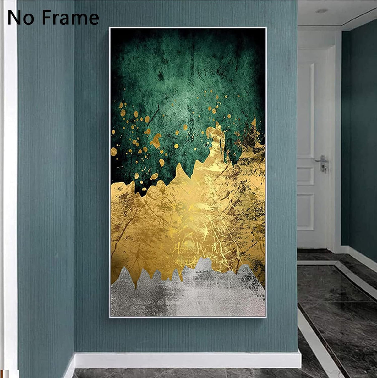 Green Gold Canvas Wall Art Abstract Poster 50x100cm No Frame B1048