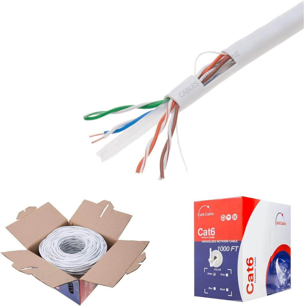 Plenum CAT6 1000FT CMP Cable Blue Solid 23 AWG Bulk Box Networking Wire L101142