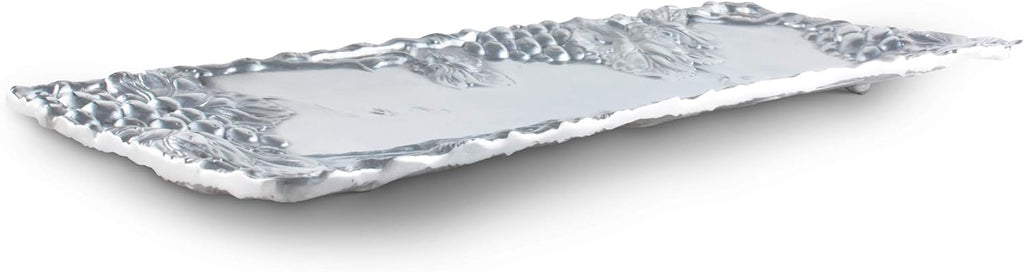 Metal Grapevine Oblong Serving Tray Sand Casted in Aluminum 19 inch x 8 inch Pack of 2 L366077