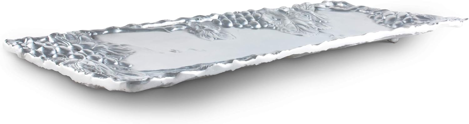 Metal Grapevine Oblong Serving Tray Sand Casted in Aluminum 19 inch x 8 inch Pack of 2 L366077