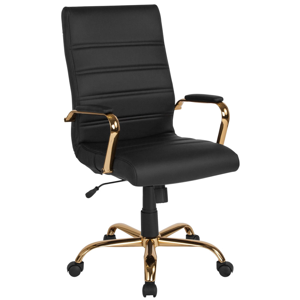 Black Bonded Leather Executive Swivel Chair with Chrome Base A5597