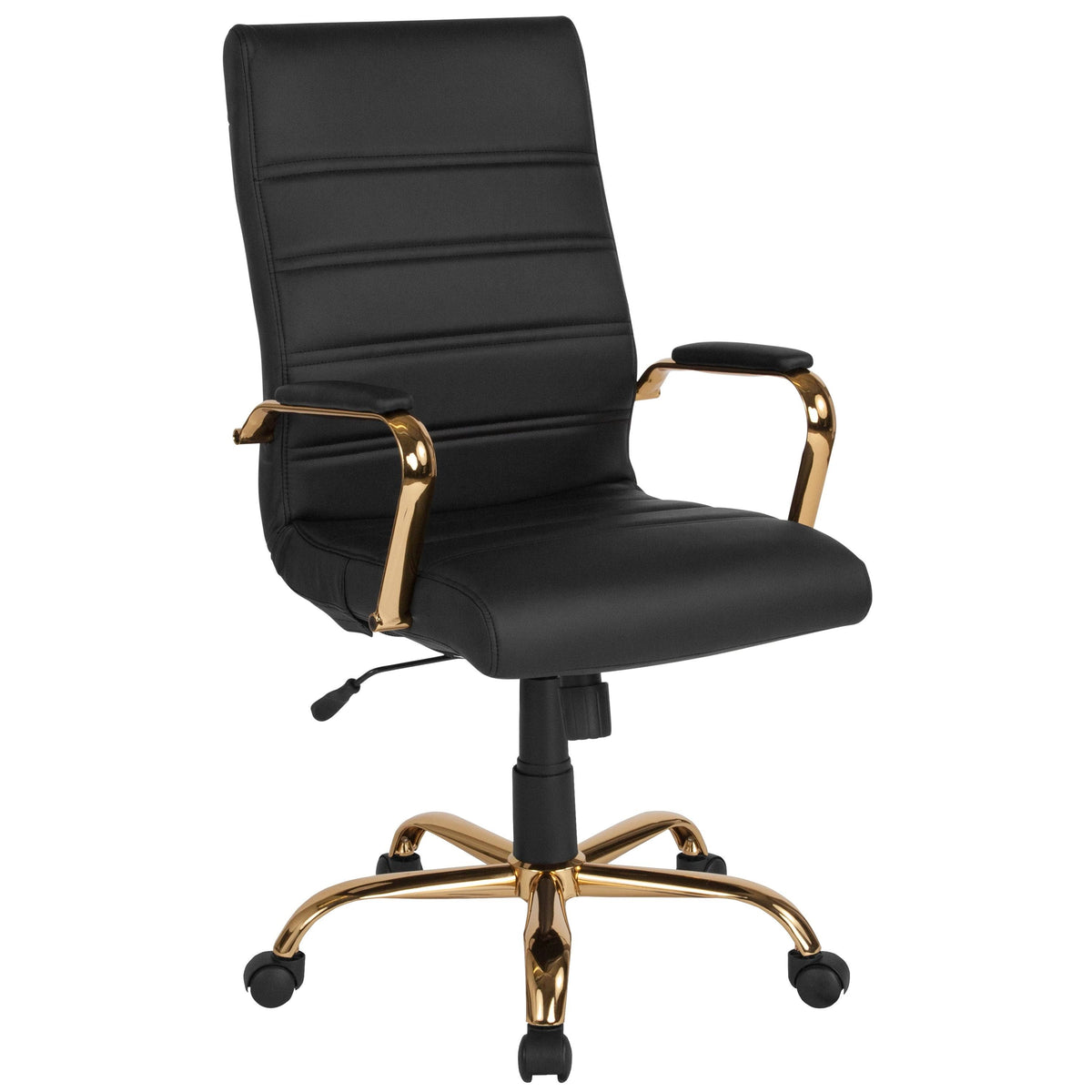 Black Bonded Leather Executive Swivel Chair with Chrome Base A5597
