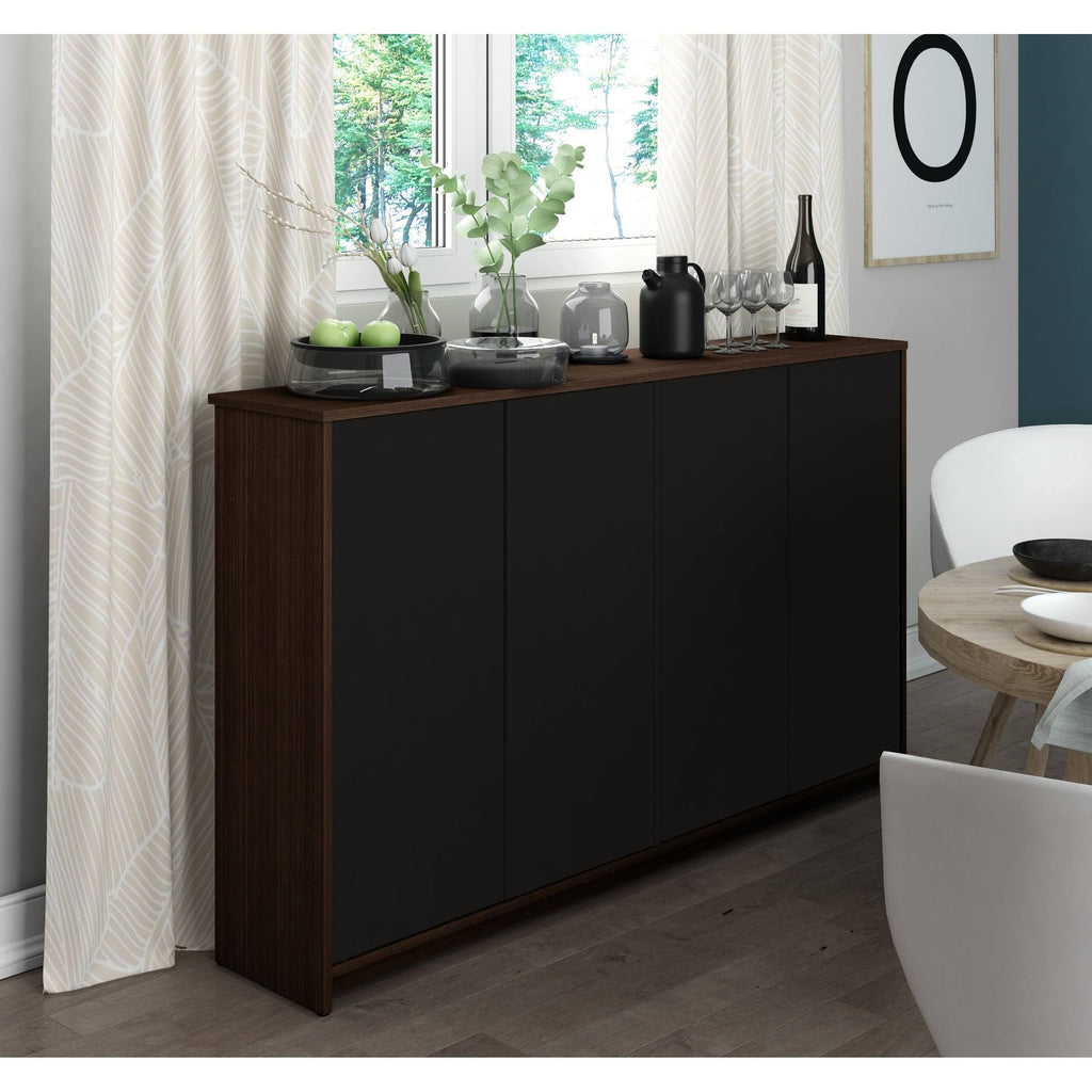 4 Door Storage Cabinet, Bark Gray/White R164490