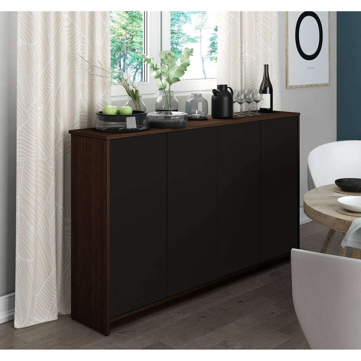 4 Door Storage Cabinet, Bark Gray/White R164490