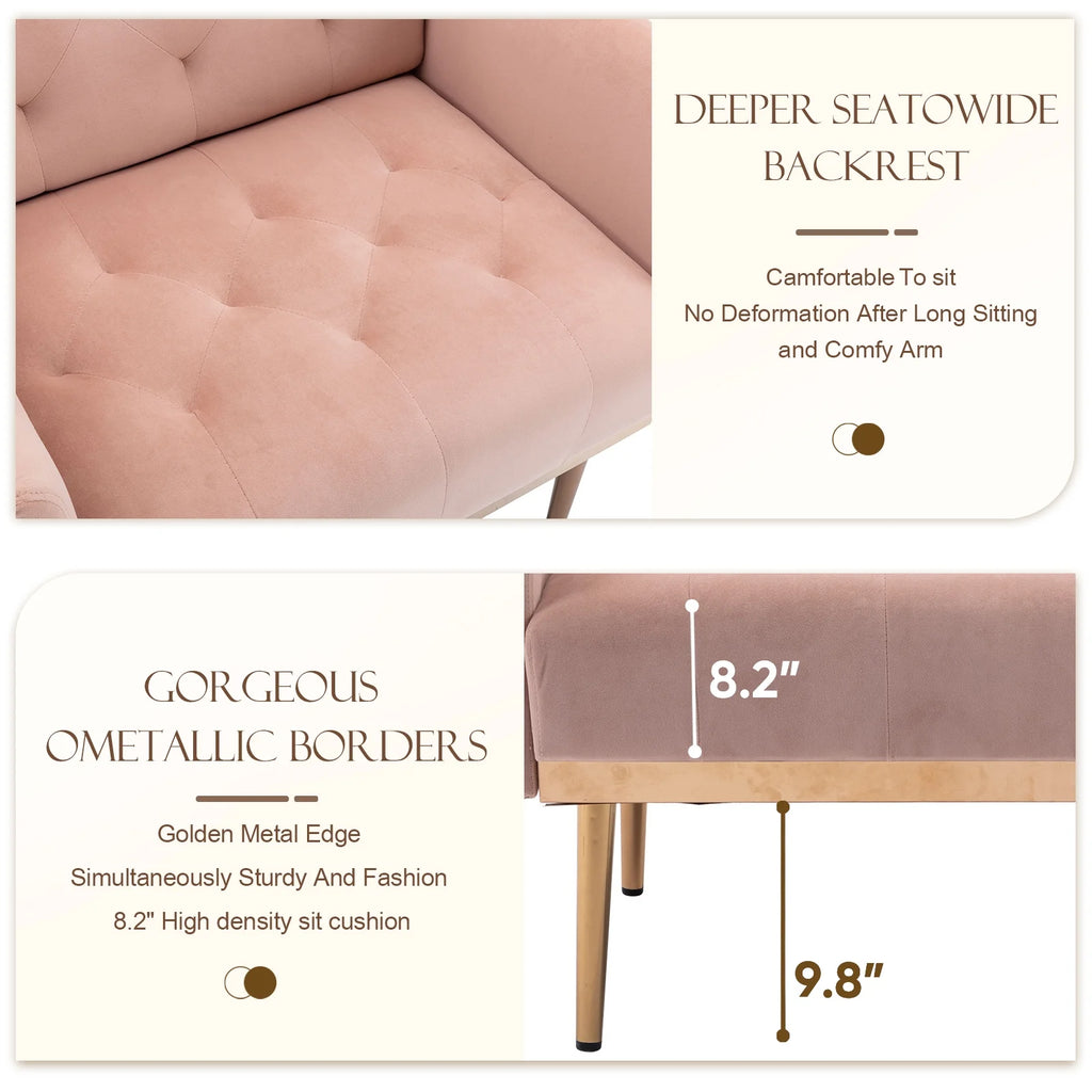 Pink Velvet Accent Chair with Metal Legs L70162