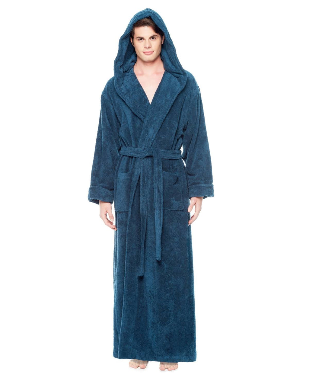 White Medium Hooded Turkish Cotton Bathrobe M7170