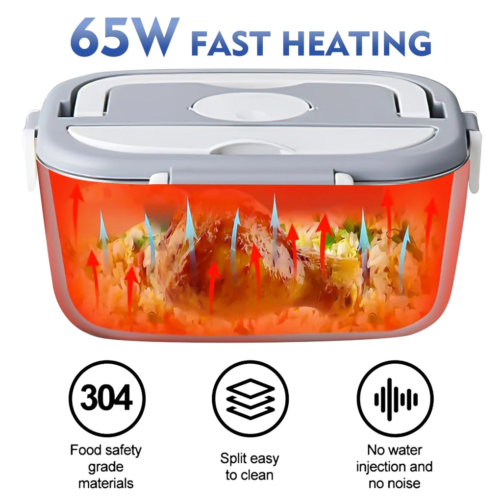 White 3-In-1 Portable Electric Lunch Box with 304 Stainless Steel Container K65255