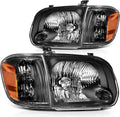 Headlight Assembly Pair Black Housing Amber Reflector Clear Lens K692639