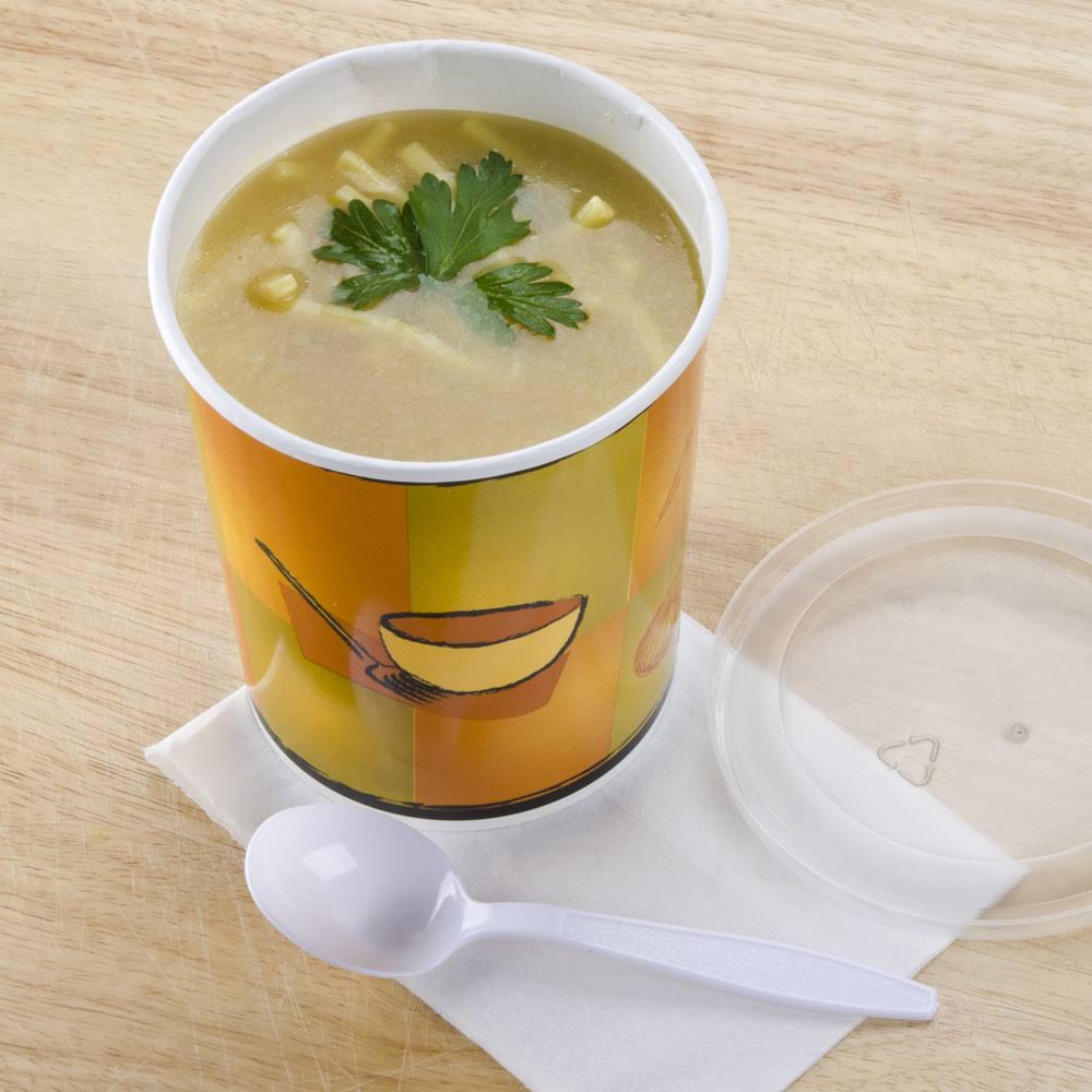 32 oz Double-Wall Poly Paper Soup Cup with Plastic Lid - 250/Case T3473