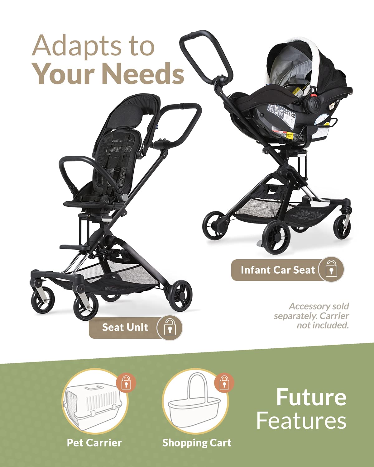 2-in-1 Lightweight Stroller with Anti-UV Canopy Q2487