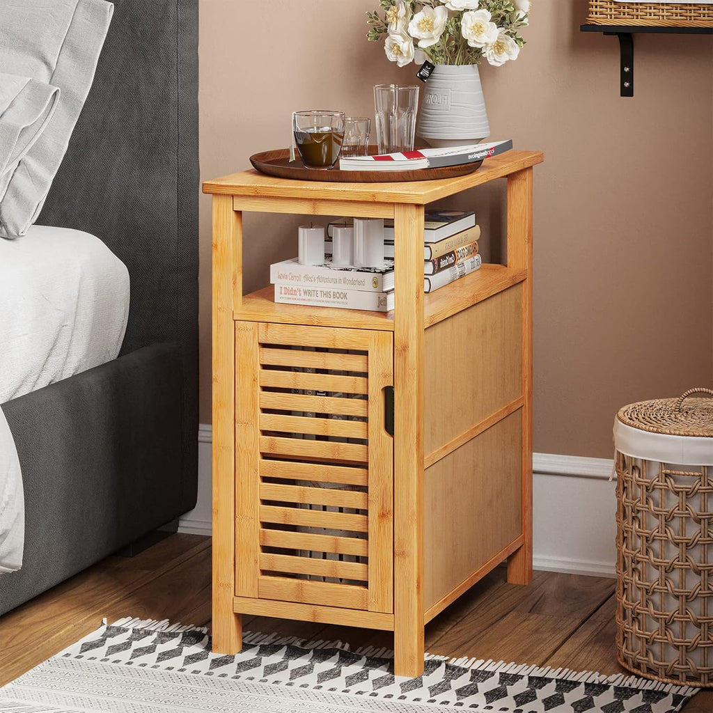 Bamboo 3-Tier Narrow End Table with Storage Shelf A11083