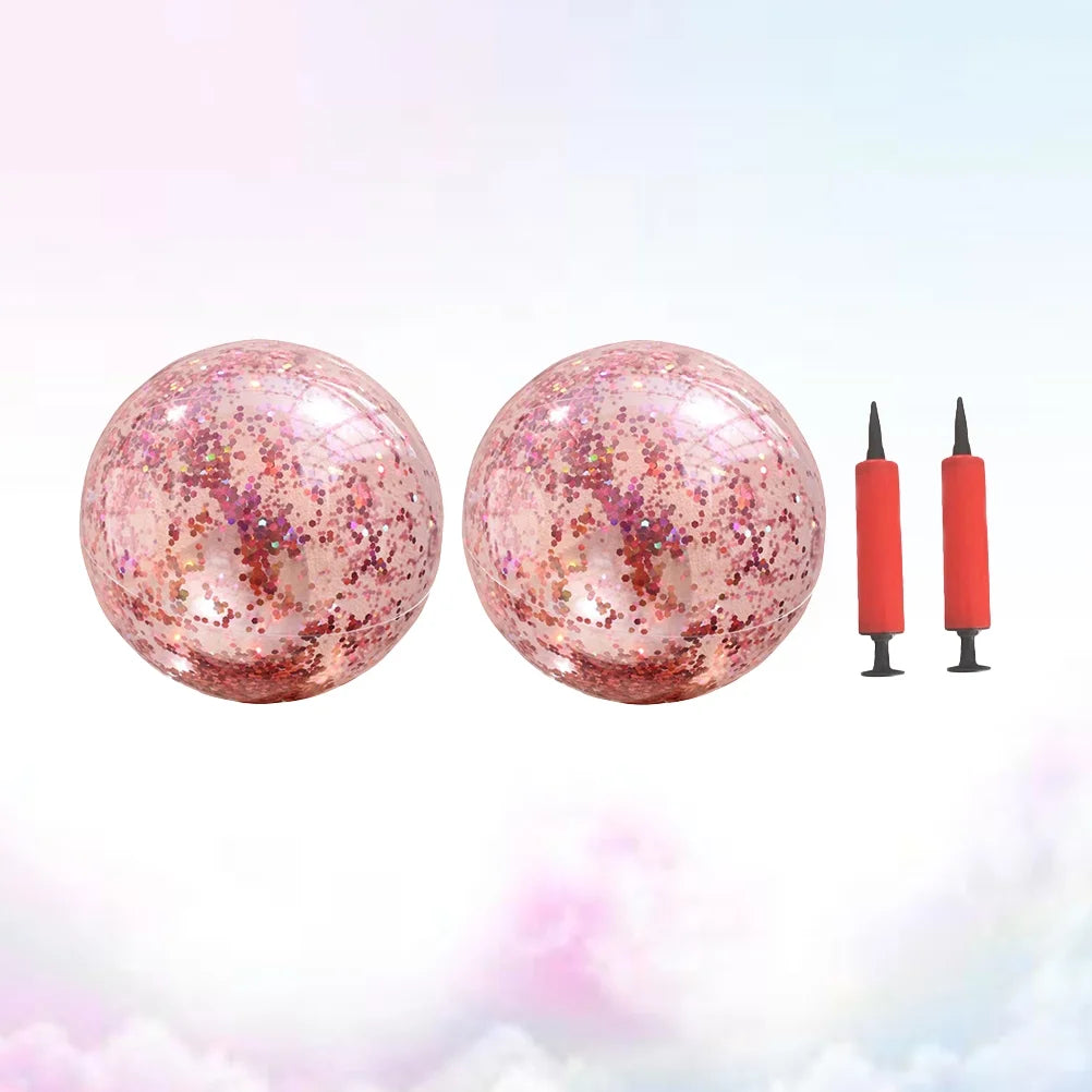 Rose Golden Glitter Beach Ball 4 Pcs Set with Pump Y818575