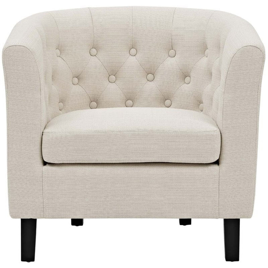 Beige 2 Piece Tufted Polyester Fabric Arm Chair Set V9831