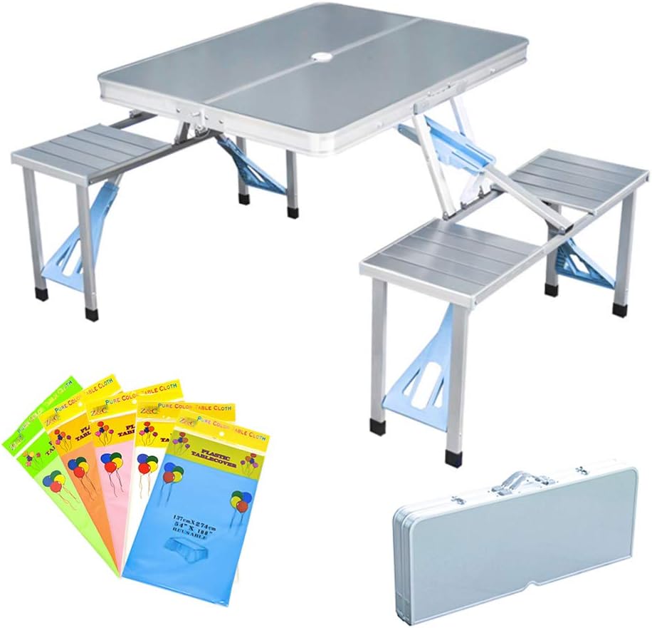 Aluminum Alloy Folding Picnic Table with 4 Seats W878875