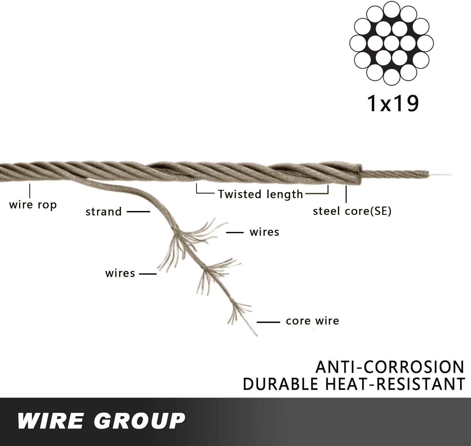 304 Stainless Steel Cable Railing 3/16” x 500Ft Wire Rope U9264