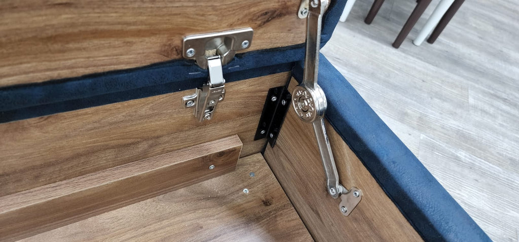 Navy Fabric Top Entryway Bench with Wood Legs B72317