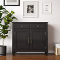 Distressed Grey Solid Wood Storage Cabinet with 2 Drawers and 2 Doors V568231