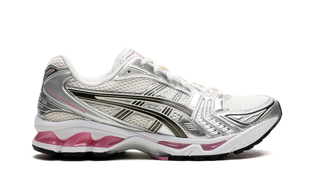 ASICS GEL-KAYANO 14 Sneakers - Cream/Silver/Black with Pink Accents