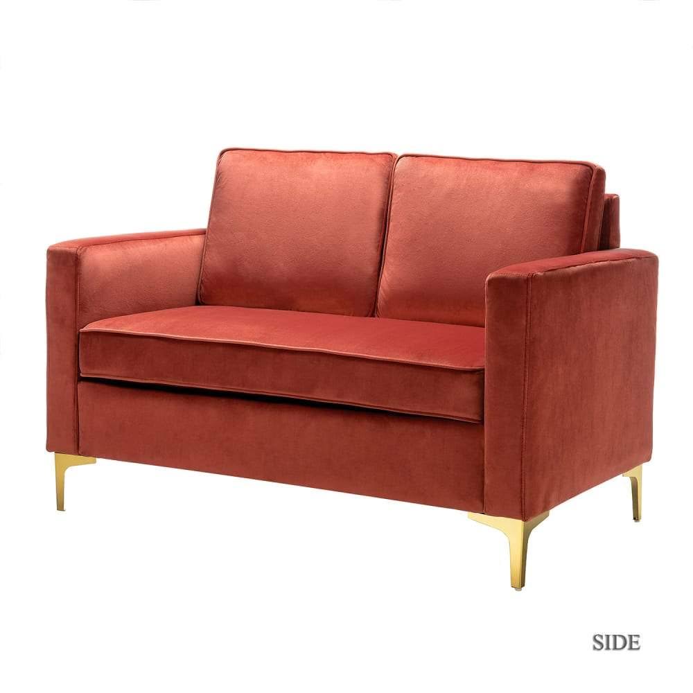 Pink Velvet Loveseats with Golden Base Z506