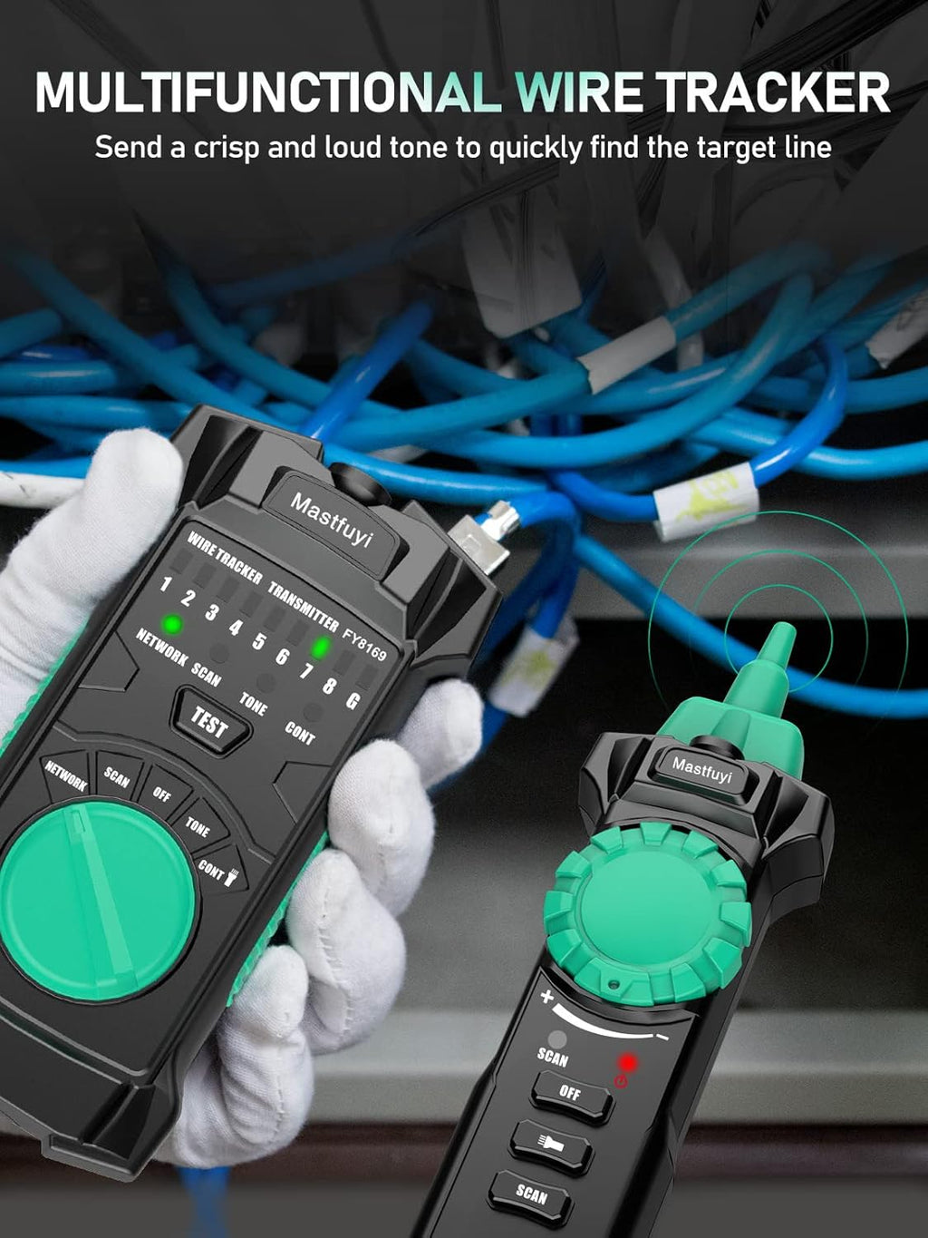 RJ11 RJ45 Network Cable Tester with Earphone, Pack of 2 O9073