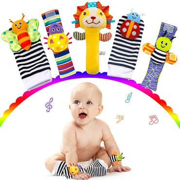 5Pack Baby Foot Finders Socks Wrist Rattles Infant Hand Foot Rattle Socks Toys H2424