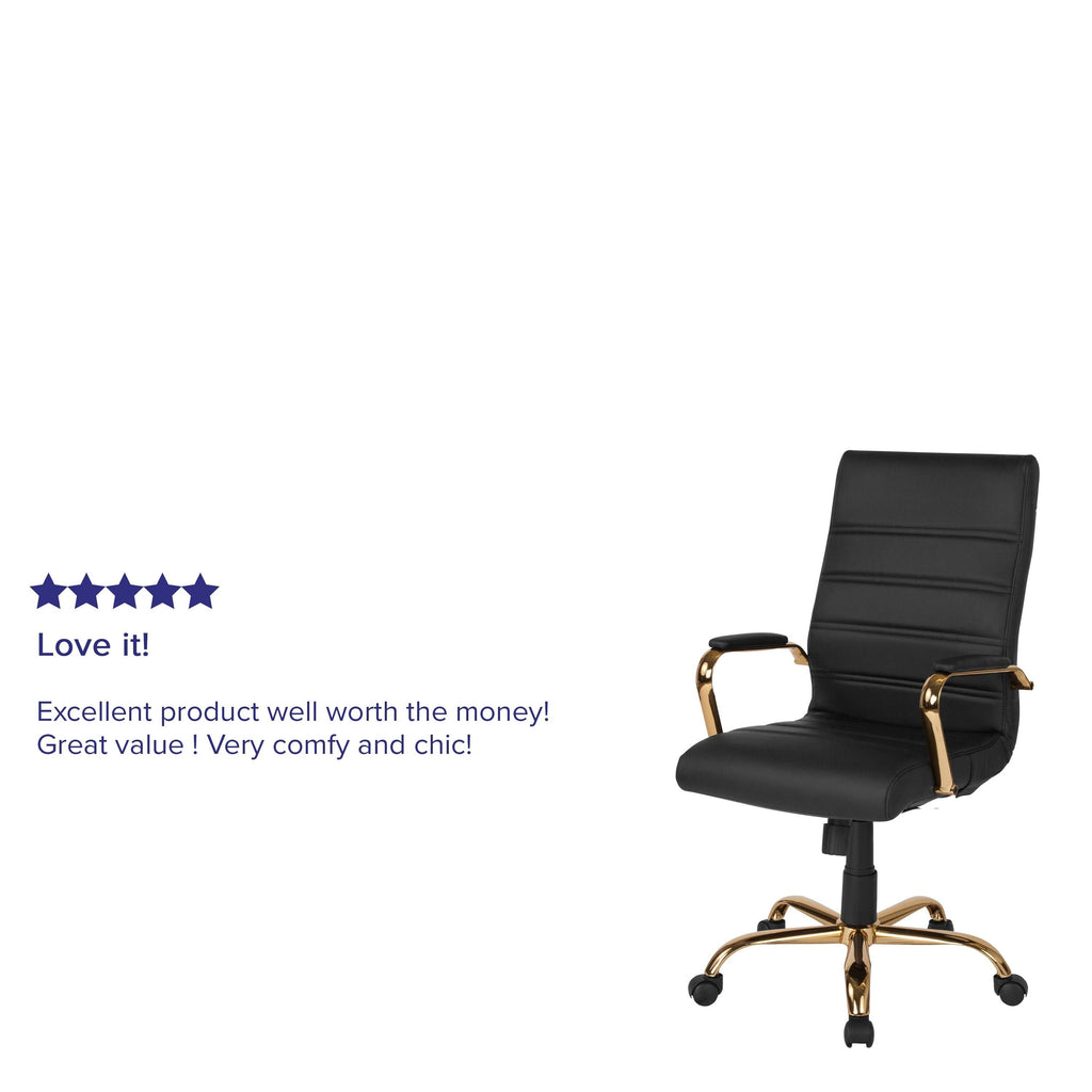 Black Bonded Leather Executive Swivel Chair with Chrome Base A5597