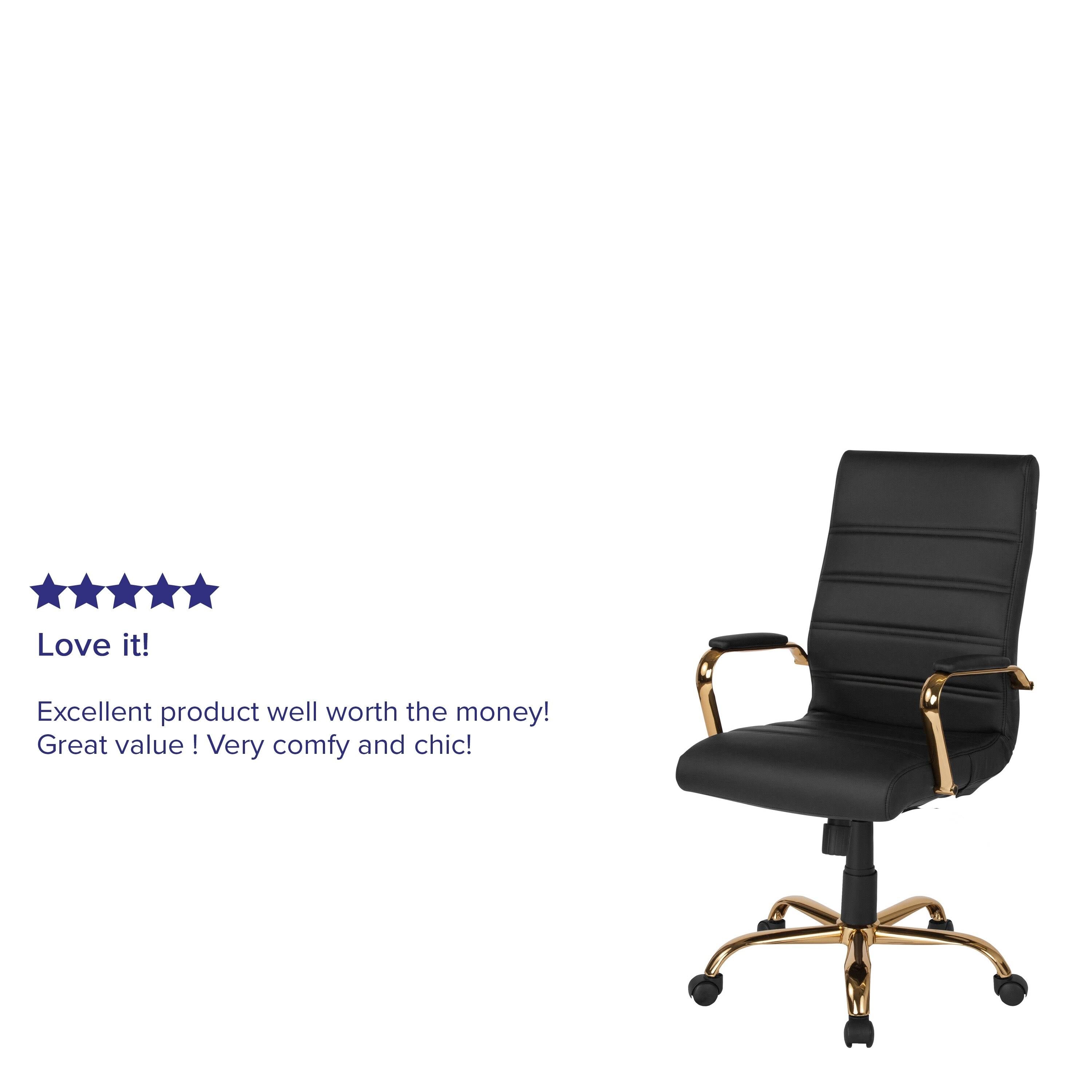 Black Bonded Leather Executive Swivel Chair with Chrome Base A5597