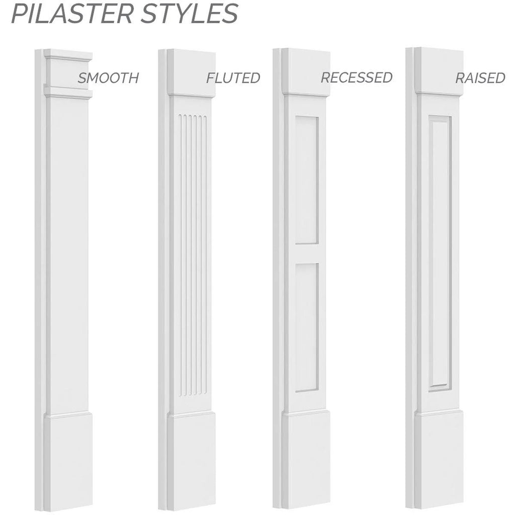 Flat Panel PVC Pilaster with Decorative Capital & Base (Pair) C3707