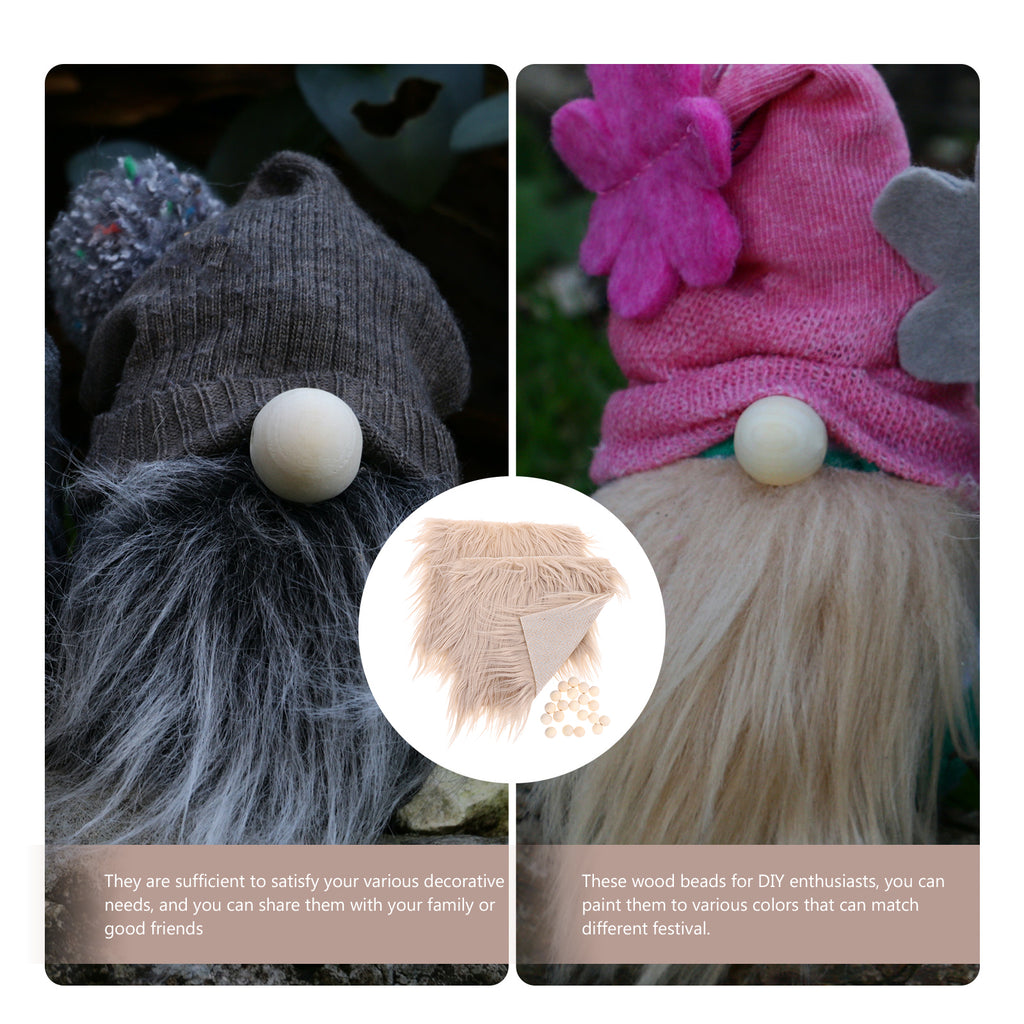 4 Sets DIY Gnome Doll Making Supplies with Faux Fur Fabric and Wooden Balls E222