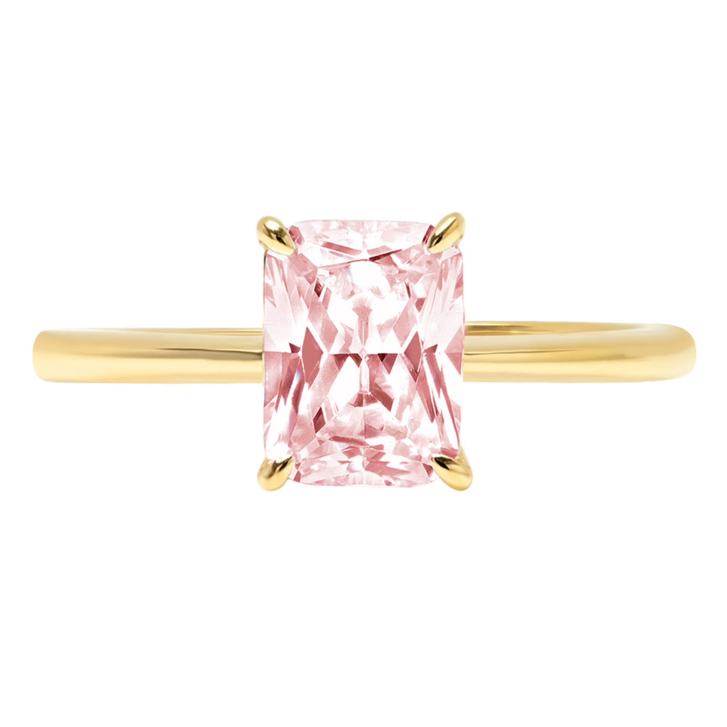 2.5ct Radiant Cut Pink Simulated Diamond 18k Yellow Gold Ring Size 10.5 C749075
